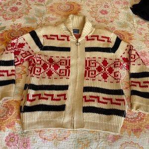 Beautiful vintage wool Pendleton Westerley shawl collar cardigan sweater Large
